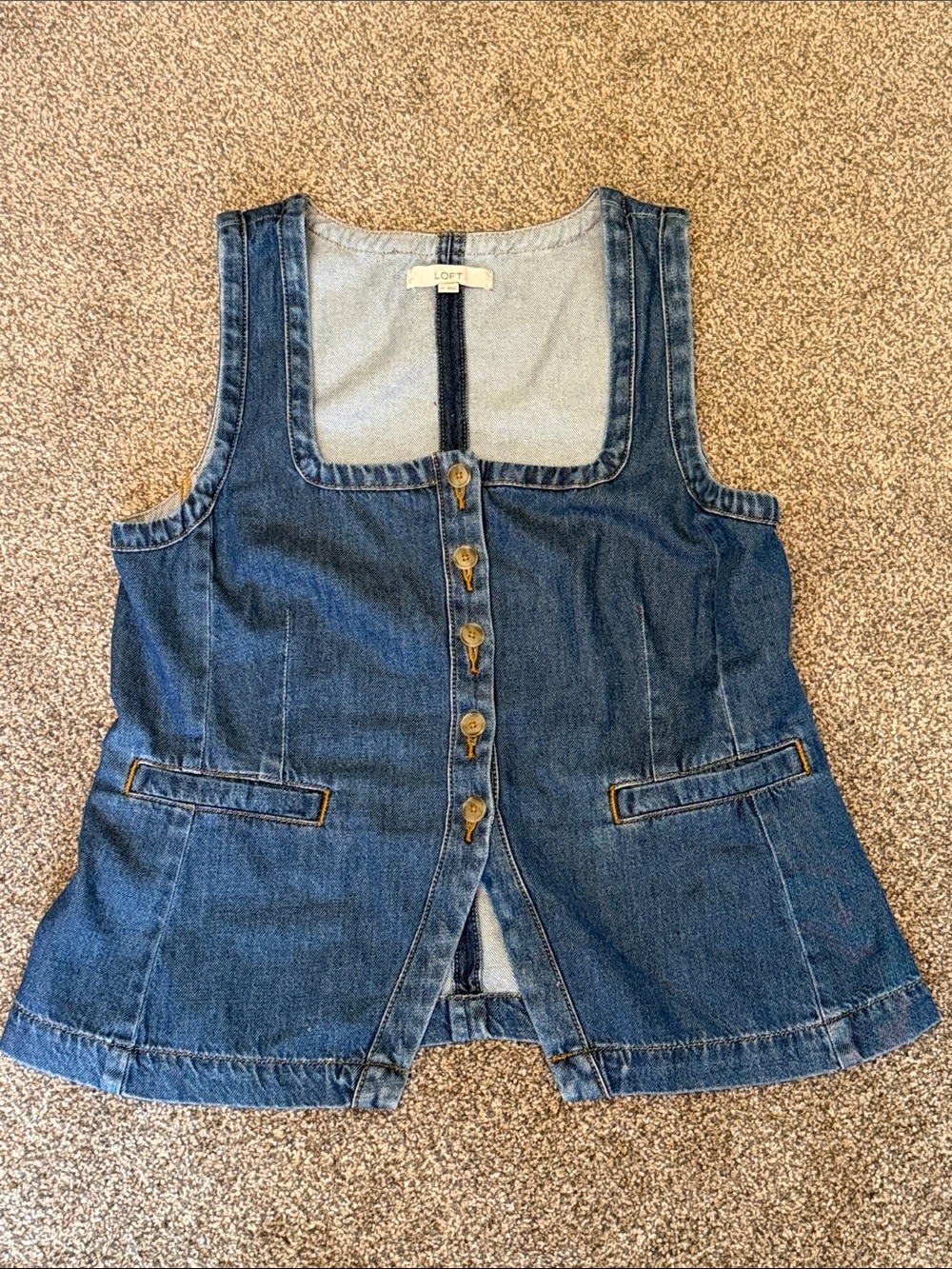 LOFT Dark Blue Denim Button Vest - size 12